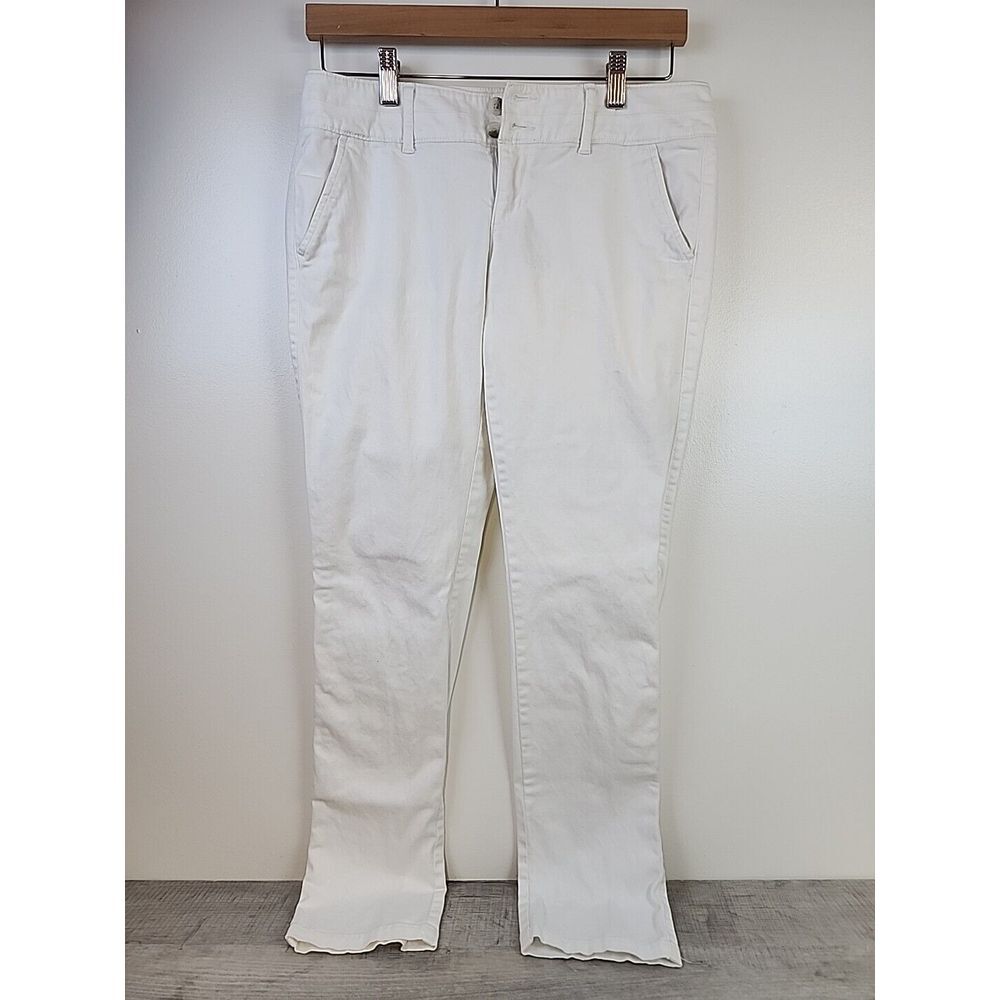 Vintage American Eagle Stretch Pants Womens 4 White Button Back Pockets 32 Waist